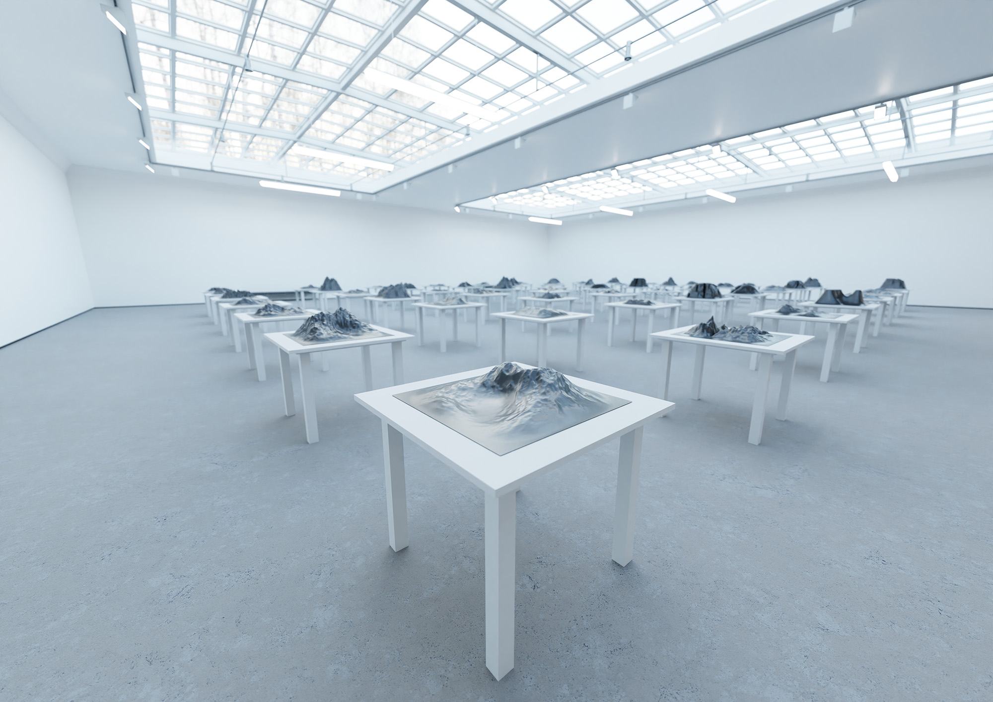 Pierre Clemens - Mémoires de formes - Unsculpted project - 2023 - Variable size - 3D carbon prints - tables